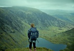 Jane on Craig Cwm Amarch, above Llyn Cau