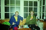 Gareth and Toby enjoy a post-walk brew at the station