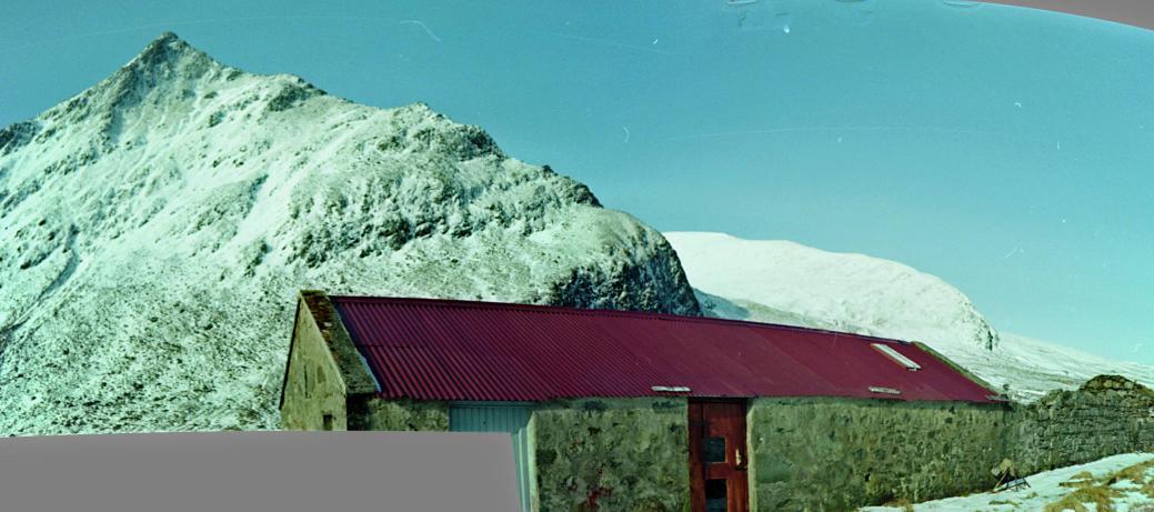 1993-03-24b.jpg - Coiremor bothy and tomorrow's steep ridge ascent