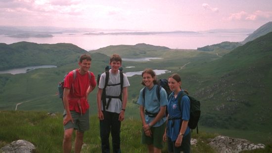 1999-06-23a.jpg - Rob, David, Tim and Sarah on Garbh Bheinn