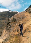 Hilary on Steall bridge