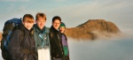 Lottie, Peter, Dave, Rich and Harrison Stickle above the cloud