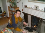 Austin attempts to light the fire