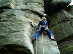 Jane setting off up Birch Tree Wall