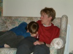 After a long walk and a big curry, it's time for some sleep. Don't move, Peter!