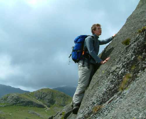 20030607-132621.jpg - Pete on Harrison Stickle, SW Face