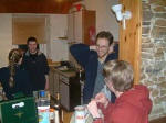 Meeting in the cottage: Lottie, Ian, Tim and Peter