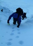 Tim leading the way up the gully
