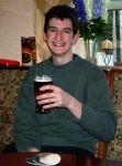 Michael finds time for a quick pint