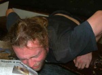 Toby achieving the cavers' challenge