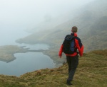 Entering the mist near Bwlch y Moch