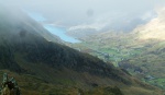A glimpse of Nant Peris from Crib y Ddysgl