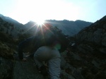 Becky scrambles toward the sun