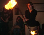 Djuke scares the farm with Martin's home-made fire-staff