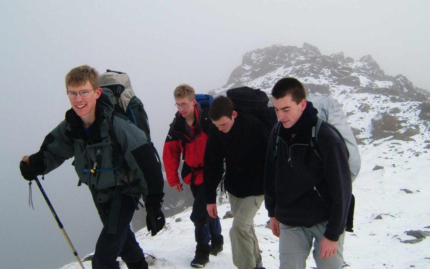 20050113-113328.jpg - Will valiantly leads his trio of zombies up the hill