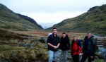 Alex, Jack, Rich & Will pose by the bridge over Styhead Beck