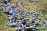 Crossing the Glasgwm footbridge