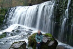 Sgwd Isaf Clun-Gwyn, with Ruth sat in front