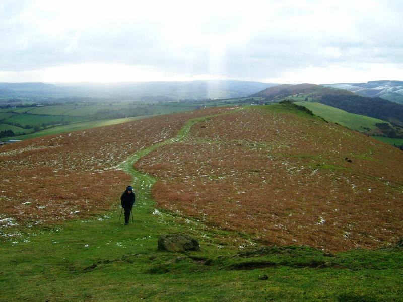 20050213-151448.jpg - Looking back to Ragleth Hill, and a trailing Dave - catch up!
