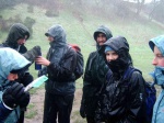 Meeting the other group in the rain just outside Little Stretton