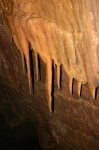 Curtain of stals, and some helictites looking like wiggly worms