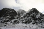Looking up at the crags of Carn Dearg