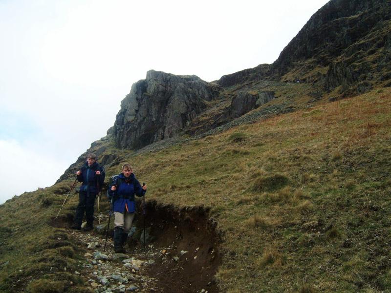 20050327-150822.jpg - Peter and Lottie descending by Dropping Crag
