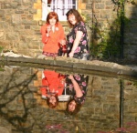 Christine and Helen by the pool
