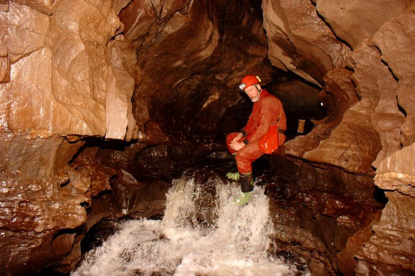 20050731-142358.jpg - John by a cascade in the main streamway