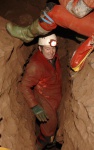 Bill climbing out of an awkward rift