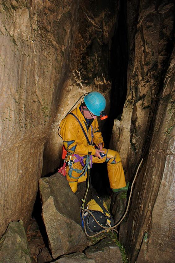 20050821-123854.jpg - Nick at the foot of the entrance pitch