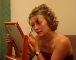 Sarah adds her finishing touches