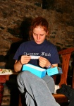 Sarah attempts to de-Americanize (sorry, de-Americanise) by reading the "Britain in a Box" game
