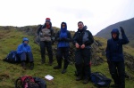 Alison, Richard, Michael, Alex and David prepare for the impending rain