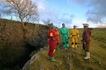 The cavers by the exit of the cave