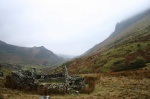 A ruined mine building and Drws-y-coed