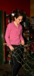 Helen tries on some fishnets
