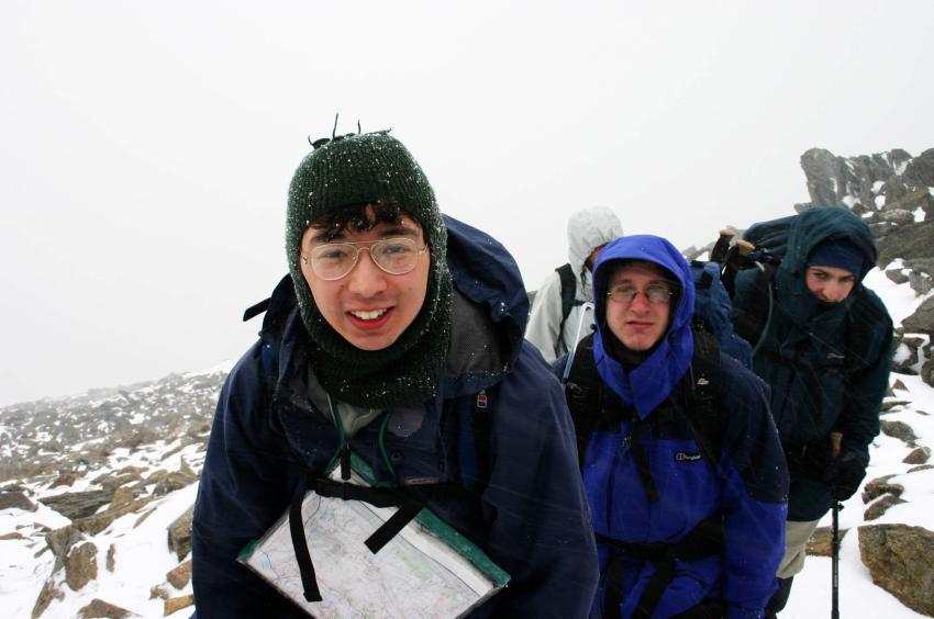 20060409-124540.jpg - Dave, Sam and group ascending Yr Wyddfa