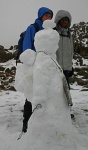 Alison and Arathi with snow figure
