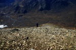 Toiling up scree above the scramble