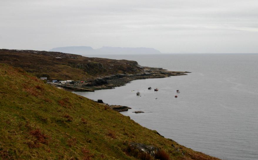 20060430-154710.jpg - Elgol harbour from above, with Eigg beyond