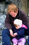 Ben and Emilia playing with pebbles