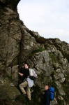 Lydia and David scrambling on the first tor