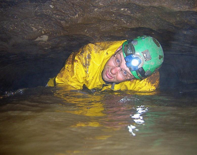 20061104-141824.jpg - Beardy crawling in Waterfall Passage