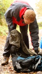 Tom checks the drying of his trousers