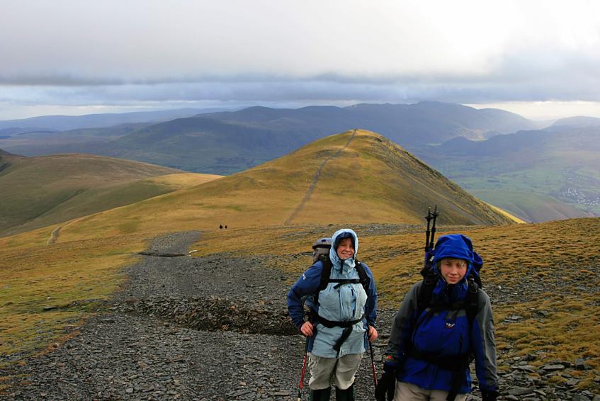 20061125-114926.jpg - Helen and Lottie on the upper slopes of Skiddaw