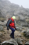 In the mist near the summit