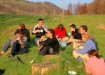 Relaxing in the evening sun - Tom, Sam, Alex, Alex, Richard, Michael, Angus, Rebecca, Helen