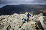 Tryfan summit, with a gloomy Pen yr Ole Wen behind