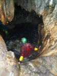 Toby descended, faster than planned, into a plunge pool